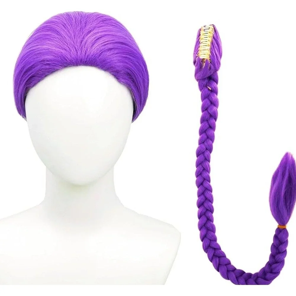 Topcosplay 24 Inch Long Purple Braided Cosplay Wig Anime Halloween Costume NWT
